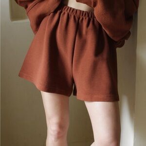 Na nin CHLOE RIPPLED COTTON SHORT Cinnamon